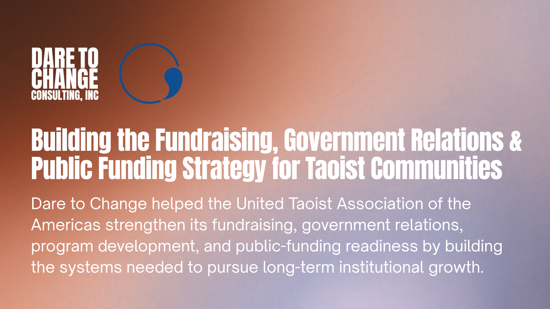 Building the Fundraising, Government Relations & Public Funding Strategy for Taoist Communities