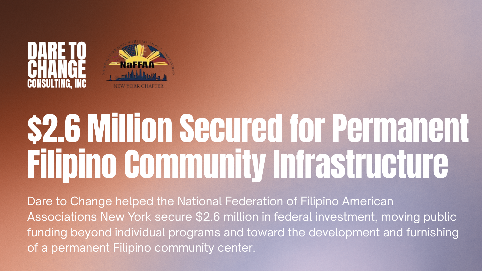 $2.6 Million Secured for Permanent Filipino Community Infrastructure