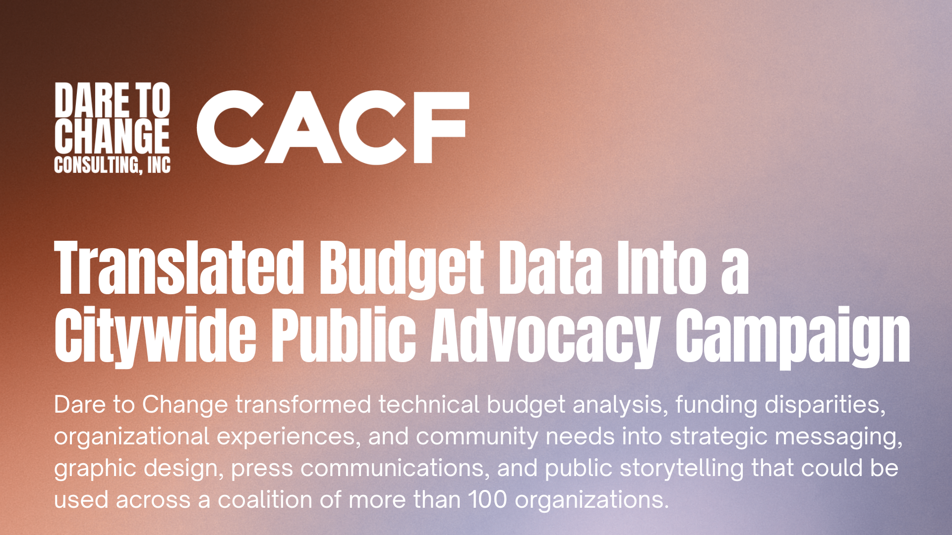 Translated Budget Data Into a Citywide Public Advocacy Campaign